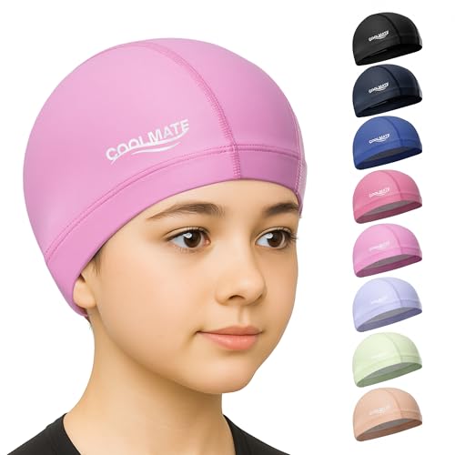 Light Pink Fabric Swim Cap for Women, Men & Kids - Small