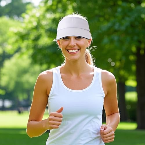 Unisex UV Protection Sun Visor Hat for Golf, Beach & Sports - White