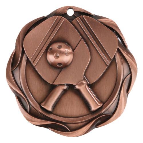 Bronze Pickleball Fusion Medal with Stars & Stripes Ribbon - 3 Inch