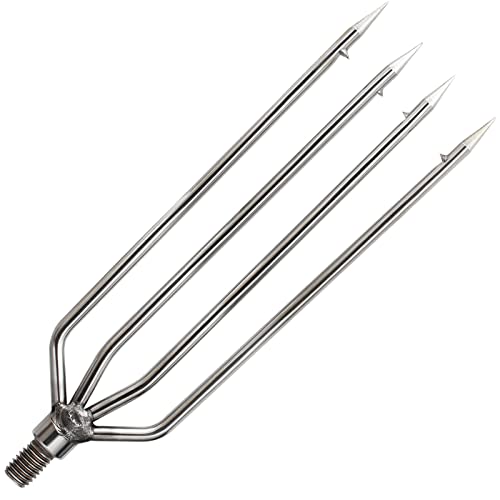 4-Prong Fishing Harpoon Spear - Stainless Steel Gig with Aluminum Rod