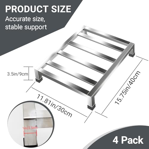 2 Pack Dunnage Rack,15.7"X11.8"X3.5" Stainless Steel Dunnage Racks,Kitchen Basement Garage Storage Racks,1000 lbs Capacity