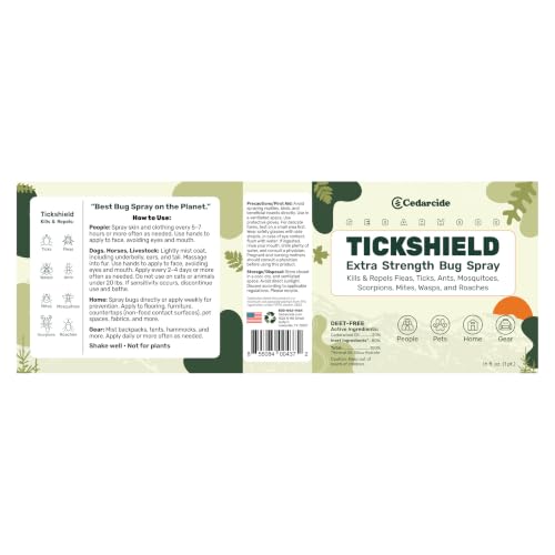 Cedarcide Tickshield Extra Strength Bug Spray for People & Gear 16 Fl Oz