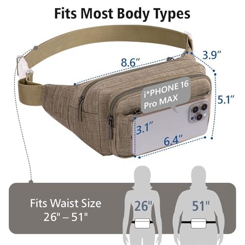 PACKISM A06 Khaki Fanny Pack for Women & Men | Crossbody Travel Waist Bag