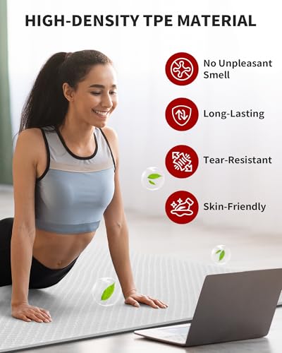 CAMBIVO 72x48in Extra Thick Yoga Mat - Gray, 6mm Non-Slip TPE Fitness Mat
