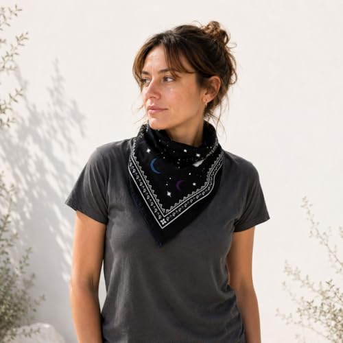 MDSTYLE Adventure Bandana Black - Cotton Head Scarf for Men & Women, Outdoor Design