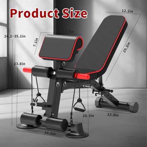 Adjustable Weight Bench for Home Gym - Black, 1050lbs Capacity