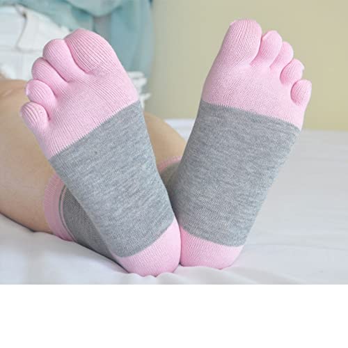 Crew Toe Socks for Women - Colorful Cotton Five Finger - Grey, Size 5-11