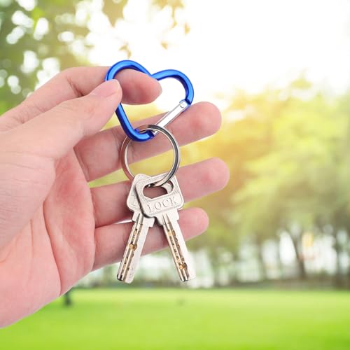 10-Pack Heart Shaped Carabiners - Durable Aluminium Clips for Keys & Hiking