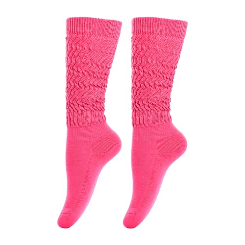 Extra Long Slouch Socks for Women - Rose Red Knee High Socks