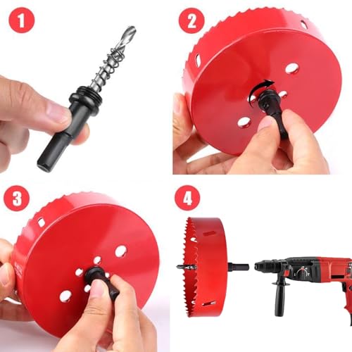 4 Inch Hole Saw with Arbor HSS Hole Saw with Mandrels M42 Bi-Metal Hole Cutter, Drilling Soft Wood, Plywood, Drywall, PVC