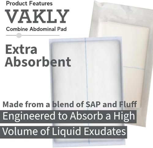 Vakly ABD Pads 5x9 Sterile – 100 Pack, Extra Absorbent Non-Adherent Wound Dressings