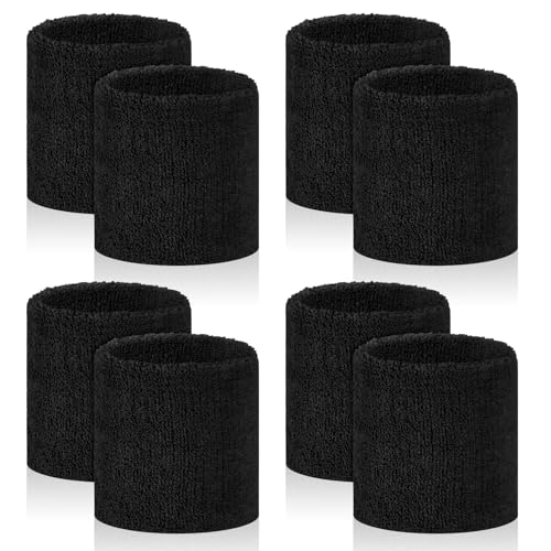 8 Pack Absorbent Wrist Sweatbands for Sports & Exercise