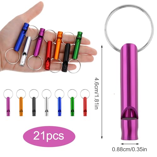 Aluminum Alloy Emergency Safety Whistle Keychain - 12 Pack