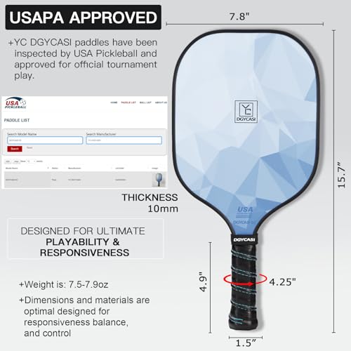 Pickleball Paddles Set of 2 - USAPA Approved, Lightweight, Blue