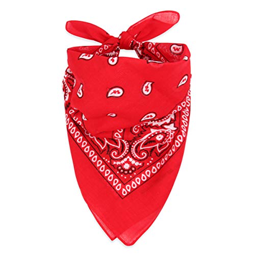 Cotton Paisley Bandana Face Cover - Red - Unisex Multi-Purpose Headwear