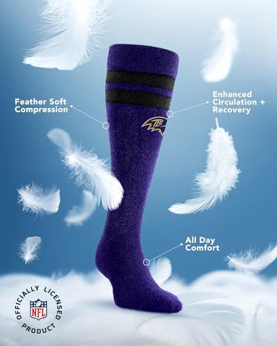 NFL Baltimore Ravens Compression Socks - Varsity Stripe Crew Socks, Large/XL