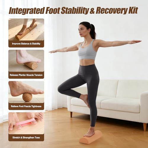 Foot & Ankle Strength Training Set – Cork Balance Board with Bars - 2 Variants