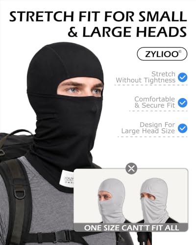 XXL Balaclava Mask for Big Heads - Breathable Sun Hood - Dark Gray
