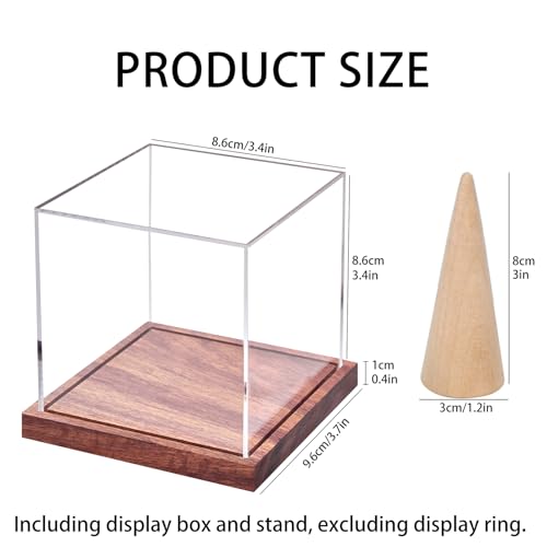 LiTY Acrylic Championship Ring Display Case - No Assembly, Wooden Stand, UV Protection, 1 Pack