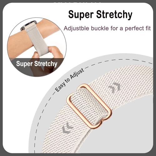 4 Pack Stretchy Nylon Watch Bands for Amazfit Bip & GTR - Black, Starlight, Rose Pink, Smoke Violet