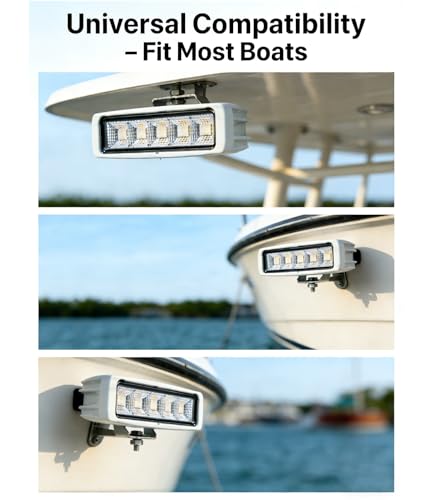 EXZEIT Waterproof White LED Boat Flood Lights 2 Pack 72W Deck Dock Marine Lighting 6.3 Inch 12/24V
