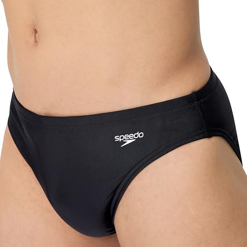 Speedo Men's Endurasoft Solid Swimsuit Brief Black 26 / Team Black