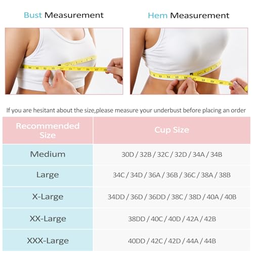 Zip Front Sports Bra for Women - Wireless Mastectomy Bra - Large Black+Grey 2 Pack