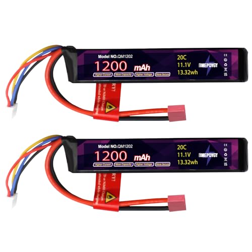 11.1V 1200mAh 3S LiPo Battery Pack for Airsoft Guns - 2 Pack