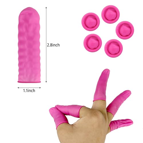 100 Pcs Disposable Latex Finger Protectors - Anti-Static Finger Cots - Pink, M