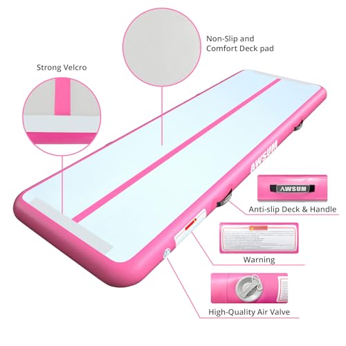 Inflatable Gymnastics Mat 10ft Tumble Track - Pink, 4in Thick