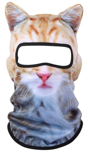 Cat Face Balaclava Mask with Ears - 3D Orange Cat Design