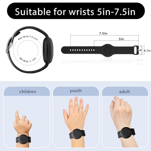 Waterproof AirTag Bracelet for Kids - Black Soft Silicone Band