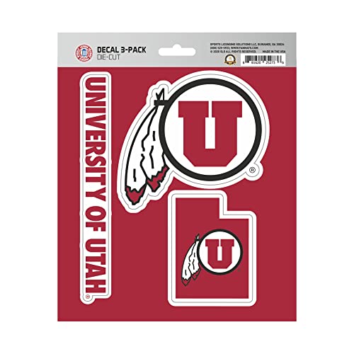 Utah Utes Team Decal 3-Pack - UV Resistant Vinyl Stickers for Car & Laptop