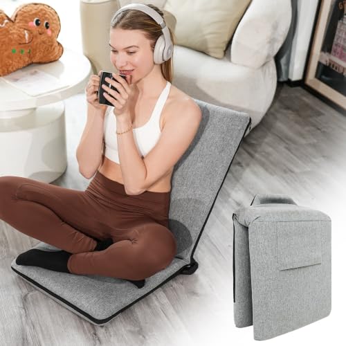 Adjustable Floor Chair with Back Support - Dark Grey