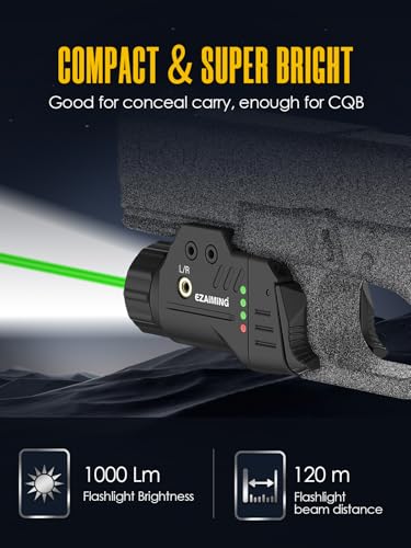 EZAIMING Green Laser Light Combo with Low & High Rear Switches for Tactical Use