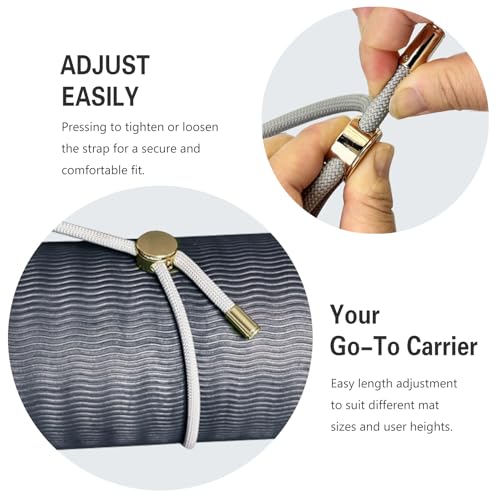 Adjustable Yoga Mat Strap - 8MM Paracord Carrier - Gray