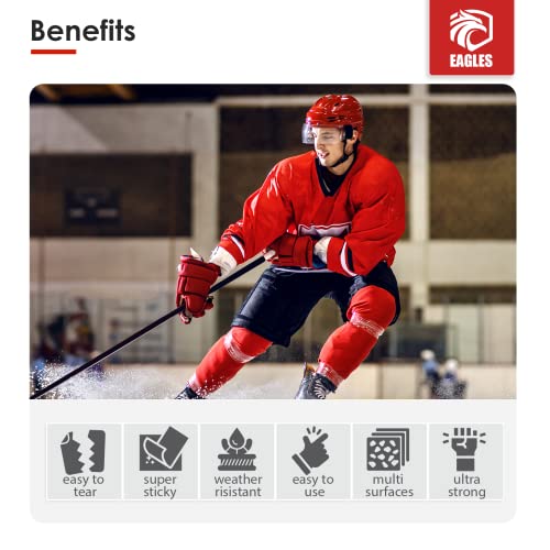 EAGLES Clear Hockey Tape Bulk Pack - 6 Rolls, 1 Inch Wide, Water & Snow Proof