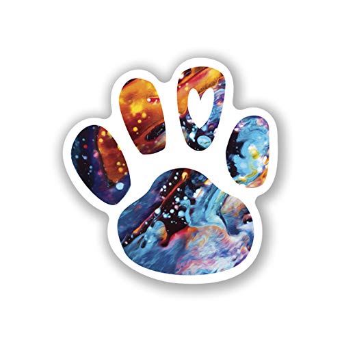 Dog Paw Print Heart Vinyl Decal Sticker - 2-Pack, 3.75-Inches