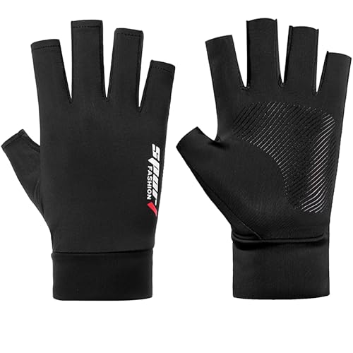 Breathable Half-Finger Cycling Gloves - UV Protection Mesh - Black, One Size