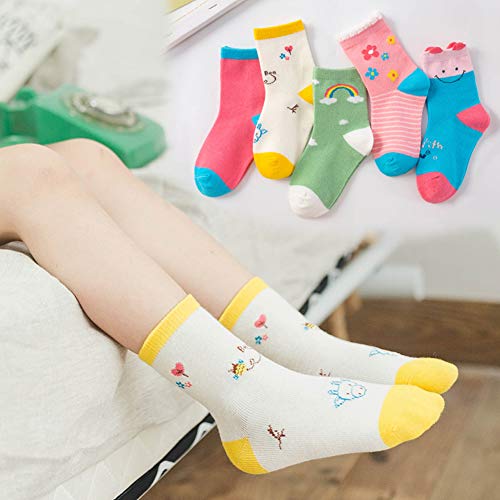 Zumou Toddler Girls Rainbow Cotton Crew Socks 5-7 Years 10 Pack