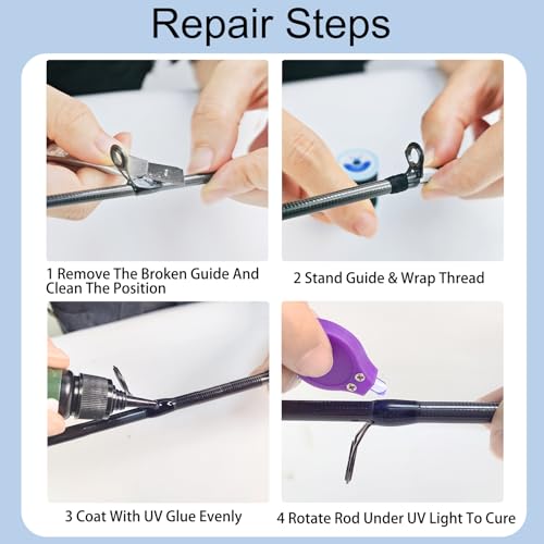 Fishing Rod Repair Kit with UV Glue - Small Size
