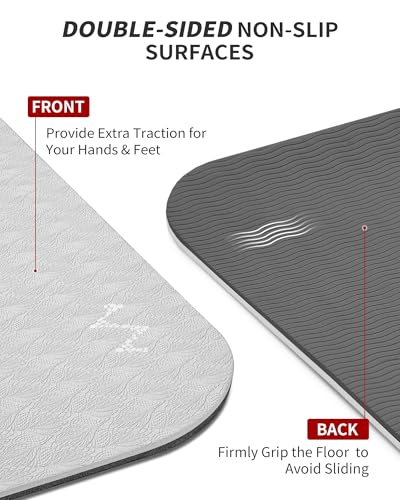 CAMBIVO 72x48in Extra Thick Yoga Mat - Gray, 6mm Non-Slip TPE Fitness Mat