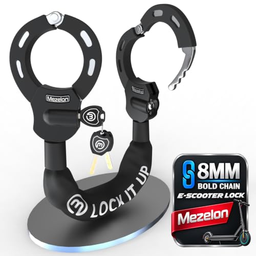 Mezelon Black 8mm Electric Scooter Chain Lock Anti-Theft Security
