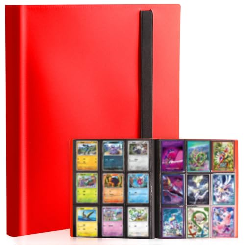 Trading Card Binder - 9-Pocket Album for 360 Cards, Red