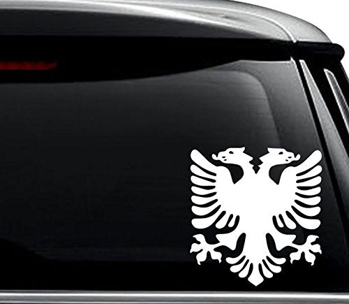 Albanian Eagle Flag Decal Sticker - 6 Inch Tall - Gloss White Vinyl