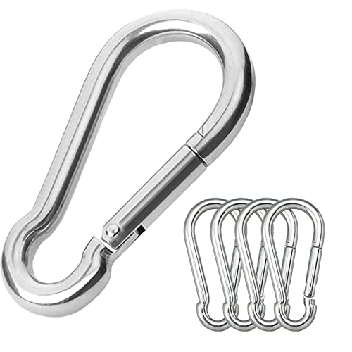 5PCS Heavy-Duty Stainless Steel Carabiner Clips - 600 lb Capacity