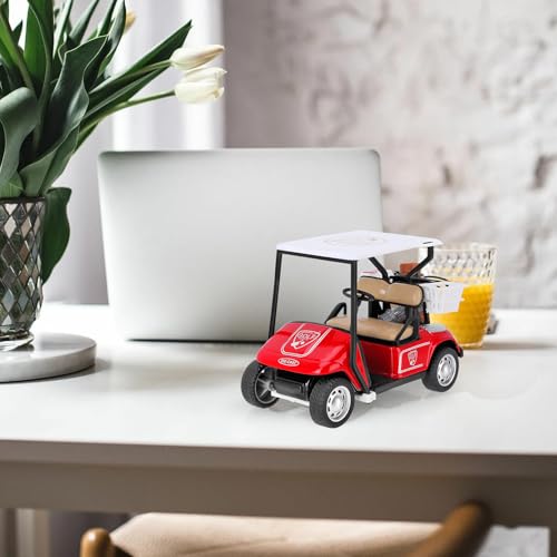 TEITEAI Die-Cast Mini Golf Cart Model 3.7 x 5.3 x 2.2 in - Red & White with Accessories