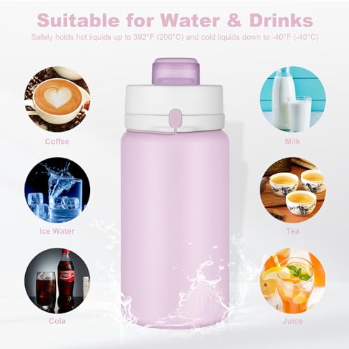 Collapsible Water Bottle - 19oz Foldable Silicone - Taro Purple