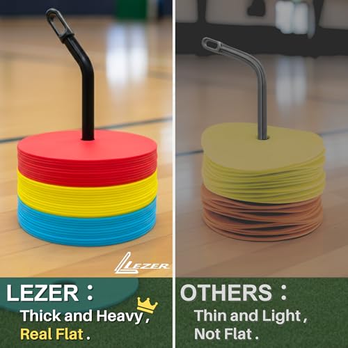 8 Inch Flat Cones Set of 24 - Durable Rubber Soccer & Agility Markers, Field & Court Training Equipment