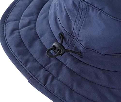 Kids Sun Hat - Wide Brim Bucket Hat with UPF 50+ Protection - Navy (2-6 Years)